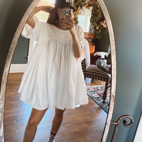 Free People Dresses & Skirts - Free People Catalina mini Dress tunic white 100% cotton sz medium